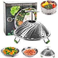 Cesta para verduras al vapor-Cesta de Vapor Acero Inoxidable-Cesta Vaporera Plegable de Acero Inoxidable-con Patas…